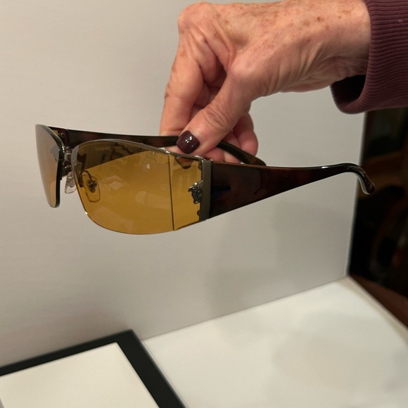 Versace Black Frame Sunglasses with Amber Lenses - Picture 9 of 9